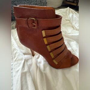 Givenchy Brown Ankle Leather Boots With Open Toe